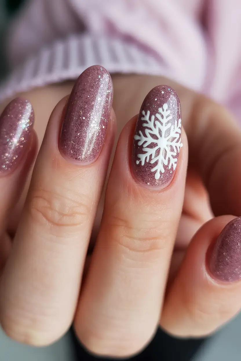 Snowflake Winter Nails 2025–2026 Frosted Rose Glow