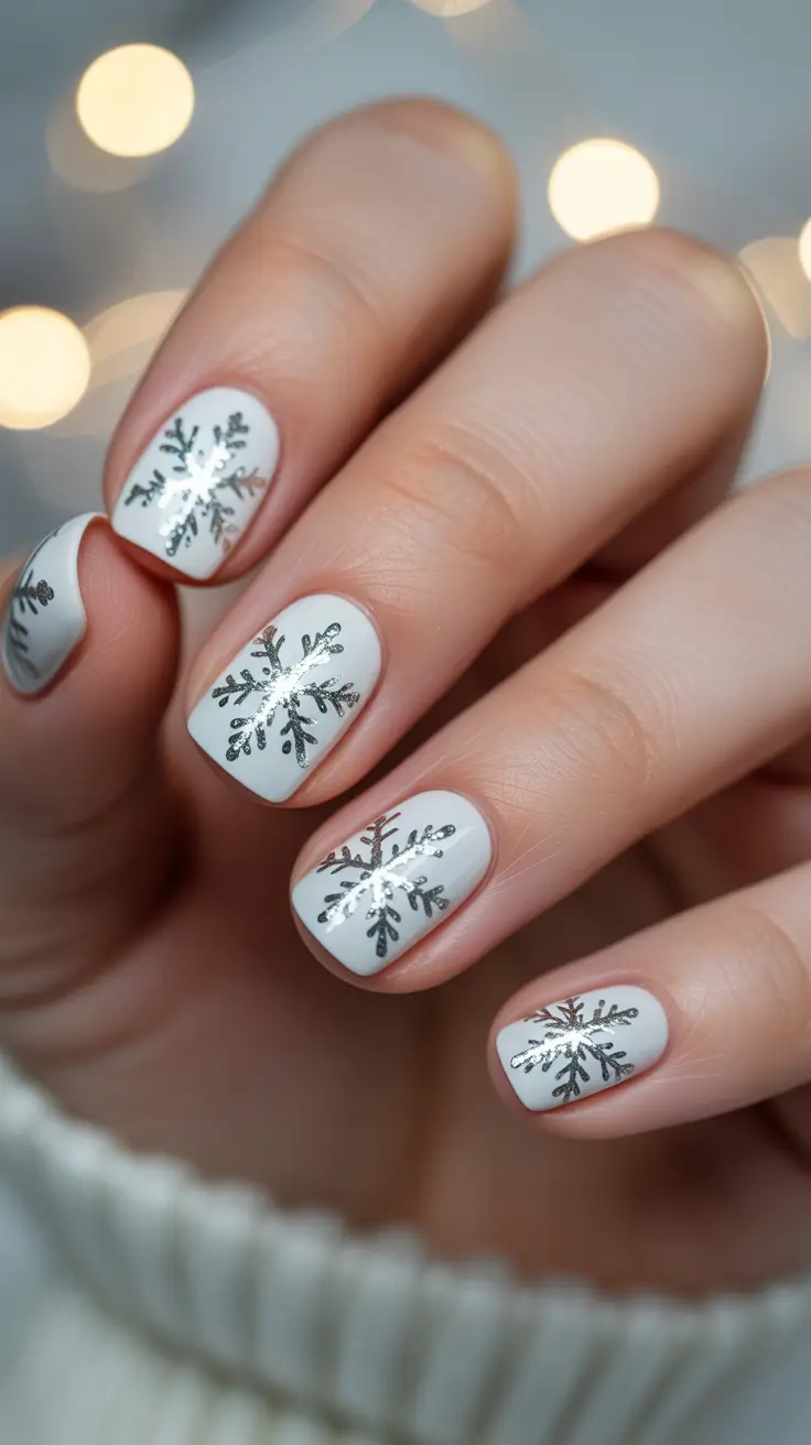 Snowflake Winter Nails 2025–2026 Metallic Snow Shine