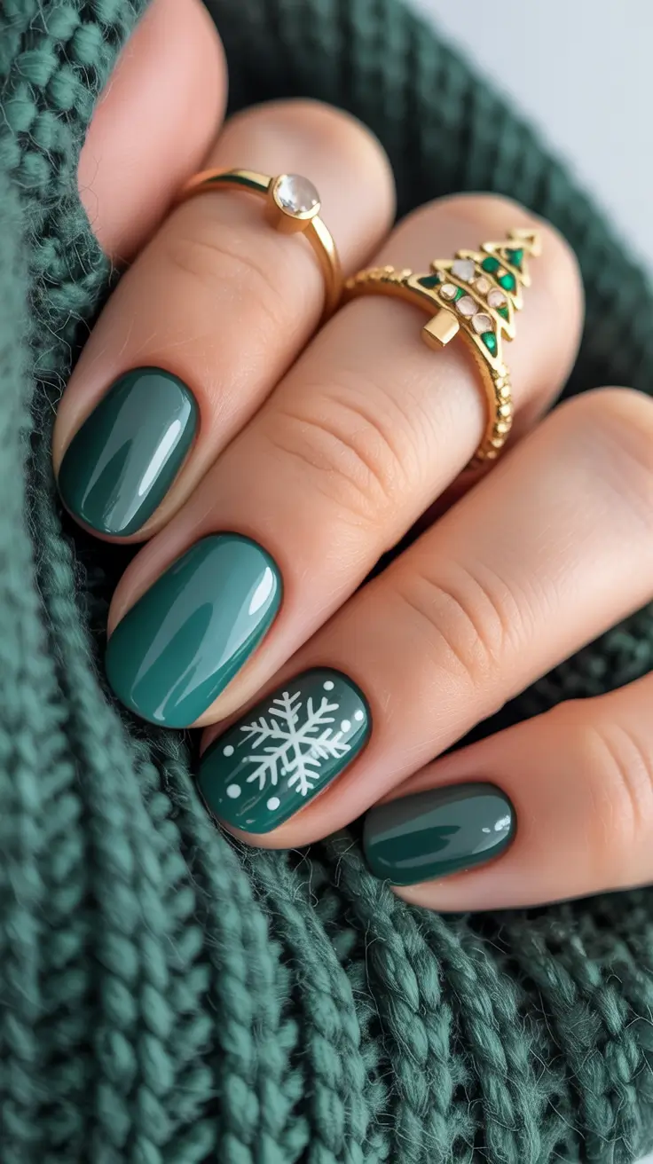 Snowflake Winter Nails 2025–2026 Emerald Snow Magic