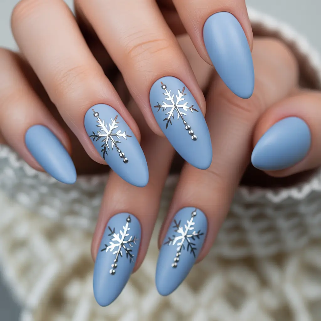 Snowflake Winter Nails 2025–2026 Ice Crystal Glam
