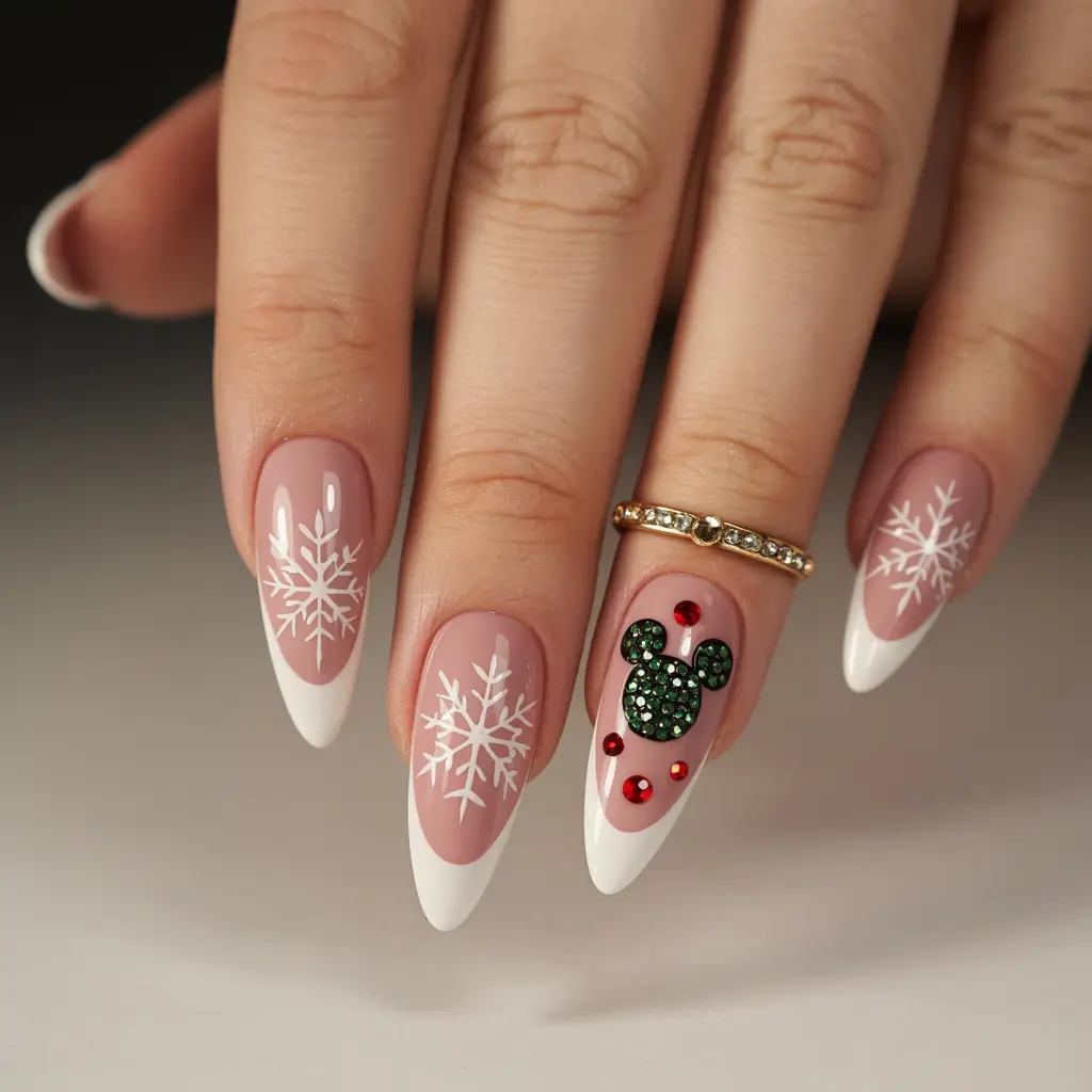 Snowflake Winter Nails 2025–2026 French Winter Fantasy