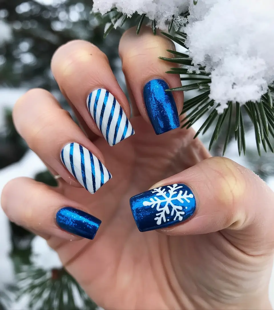 Snowflake Winter Nails 2025–2026 Emerald Frost French Tips