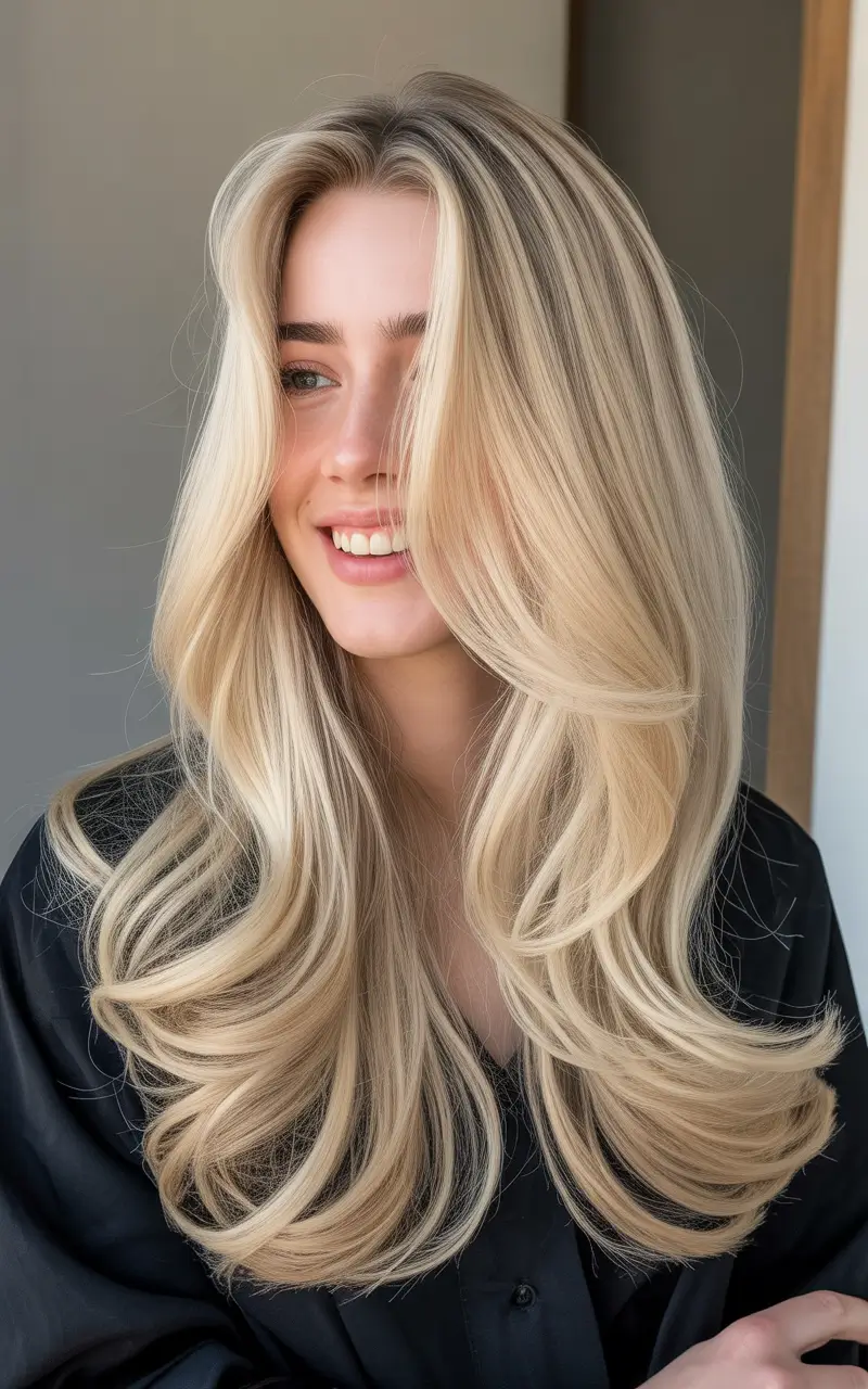 Soft Winter Hair Colors 2025–2026 Golden Champagne Waves
