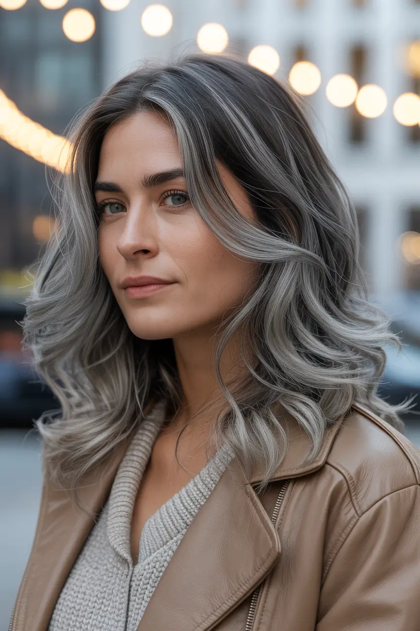 Soft Winter Hair Colors 2025–2026 Smoky Silver Waves