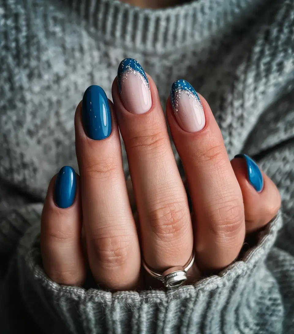 Stylish Nail Ideas for Winter 2025–2026 Blue Frost French