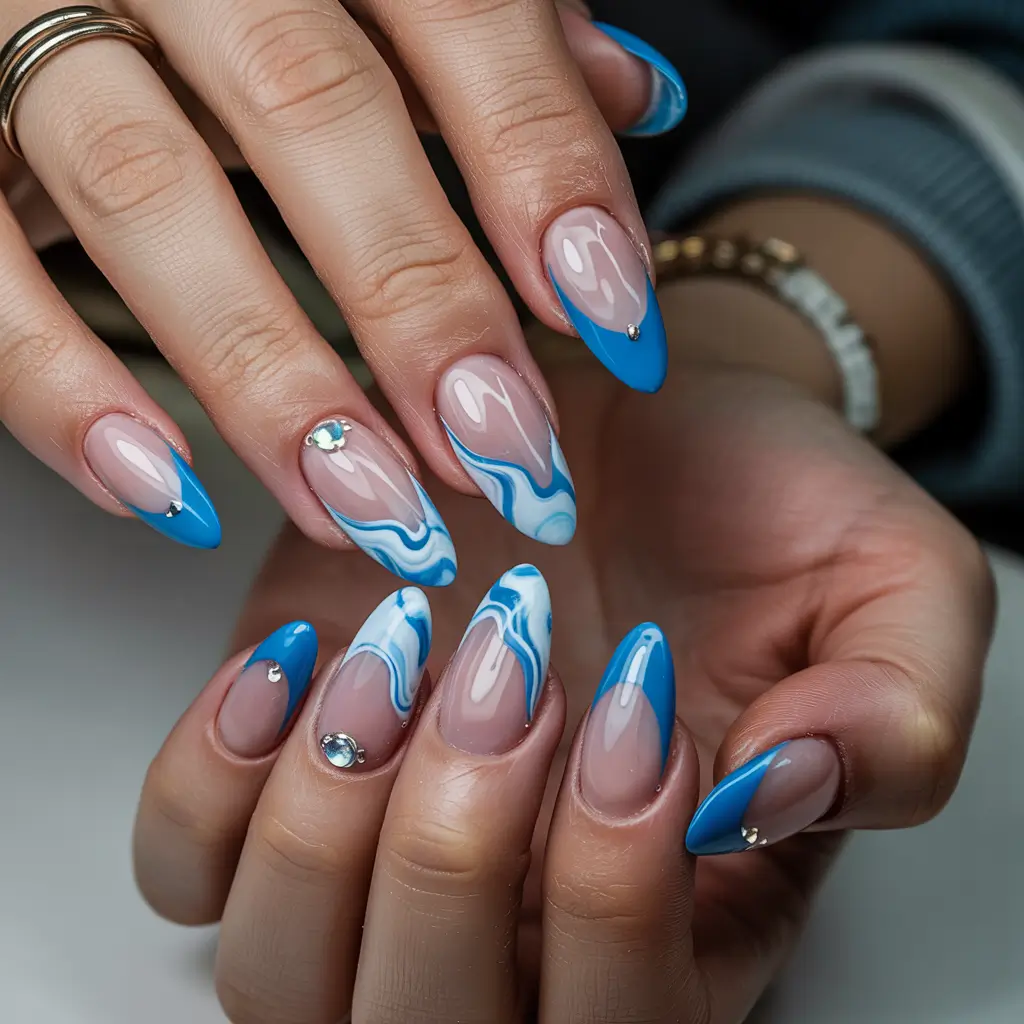 Stylish Nail Ideas for Winter 2025–2026 Frozen Blue Waves