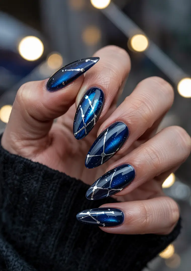 Stylish Nail Ideas for Winter 2025–2026 Starry Night Constellations