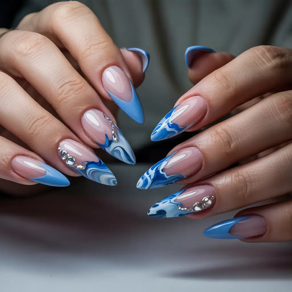 Stylish Nail Ideas for Winter 2025–2026 Blue Marble Luxe