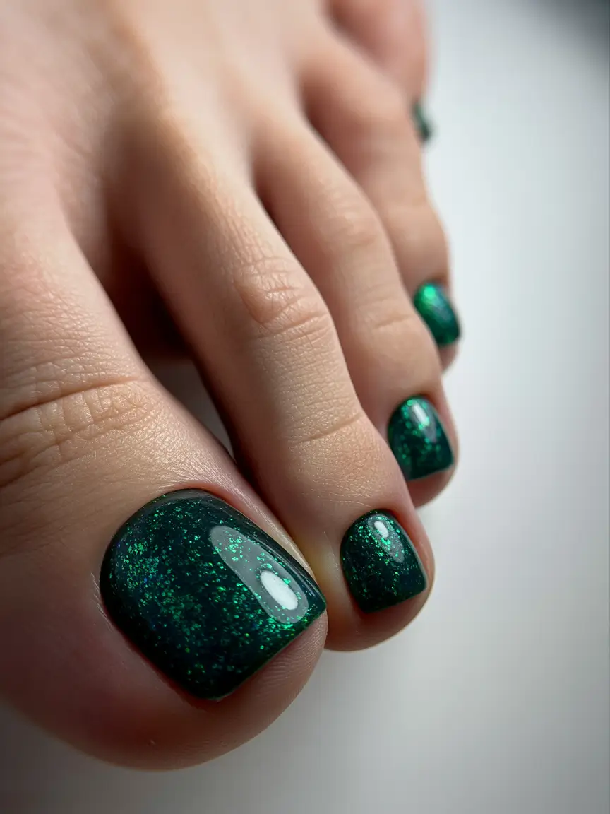 toe nails and color ideas winter 2025 2026 Emerald Galaxy