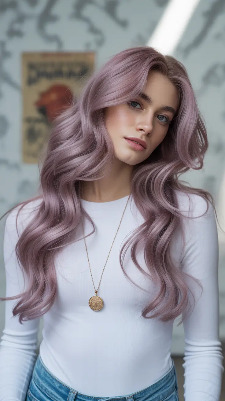 Trending Hair Colors Winter 2025–2026 Frosted Lilac Mist