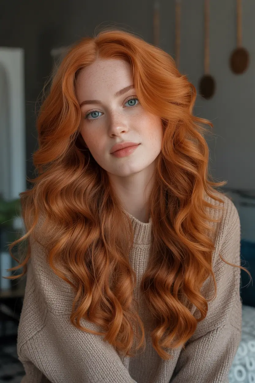 Trending Hair Colors Winter 2025–2026 Amber Glow Waves