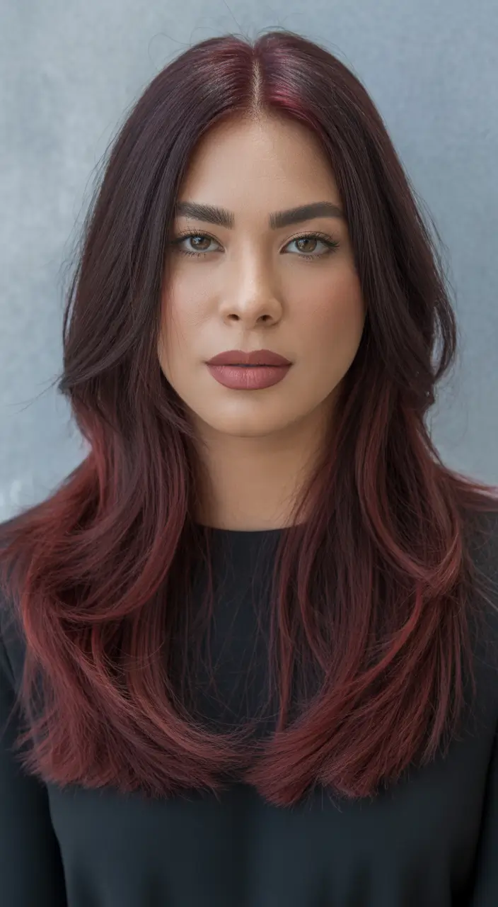 Trending Hair Colors Winter 2025–2026 Garnet Satin Blend