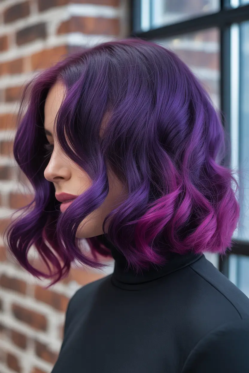 Trending Hair Colors Winter 2025–2026 Electric Violet Bob