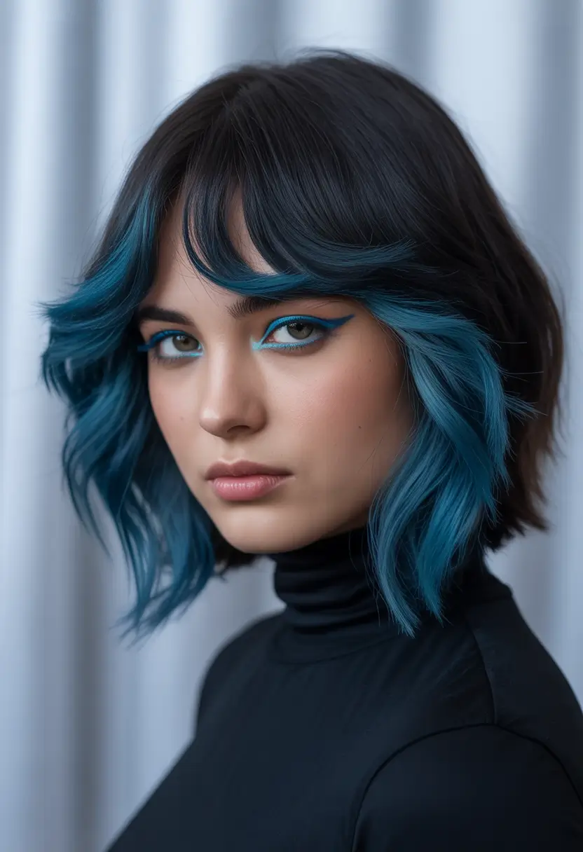 Trending Hair Colors Winter 2025–2026 Blue Ink Bob