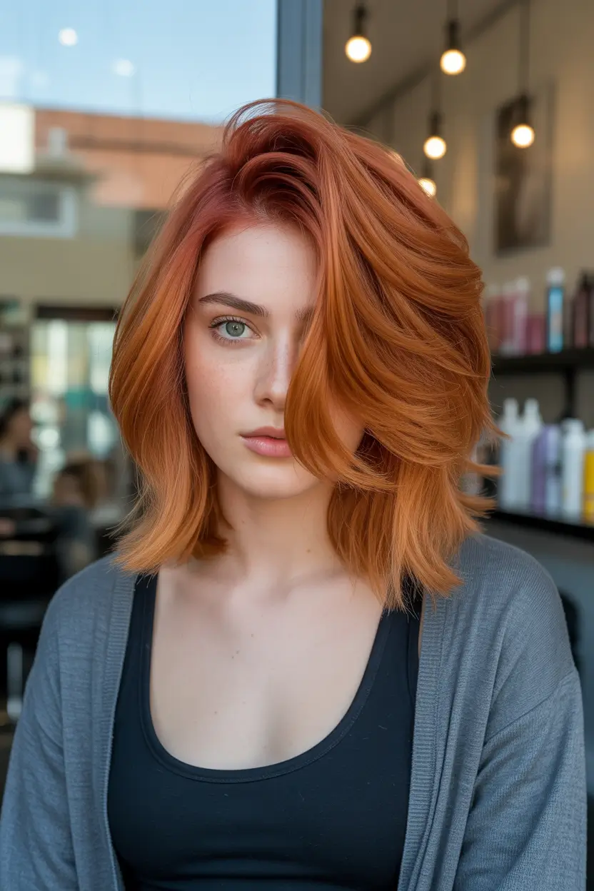 Trending Medium Haircuts Winter 2025–2026 Fiery Medium Bob with Volume