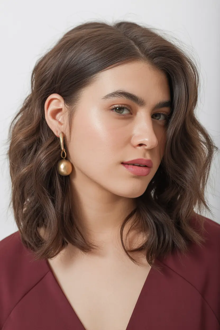 Trending Medium Haircuts Winter 2025–2026 Effortless Medium Wavy Bob