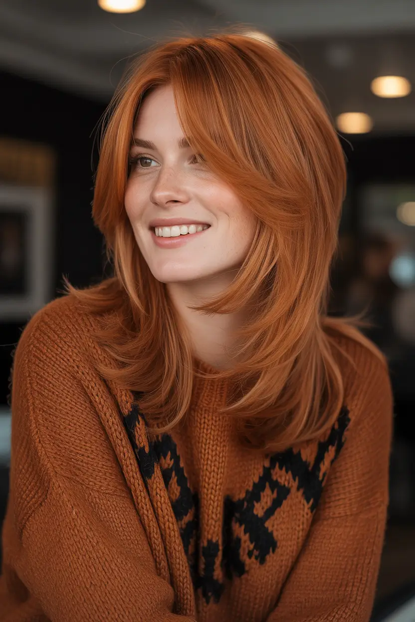 Trending Medium Haircuts Winter 2025–2026 Layered Cut with Side-Swept Bangs