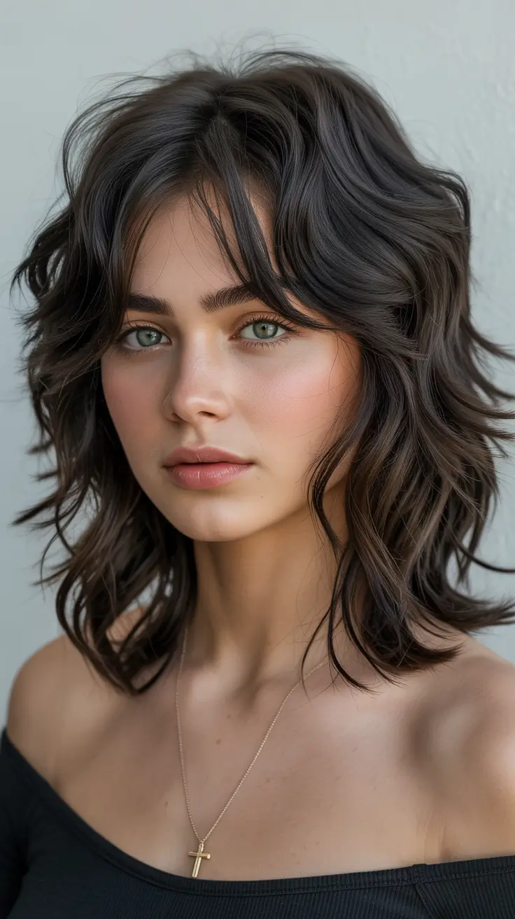 Trending Medium Haircuts Winter 2025–2026 Warm Copper Layers with Butterfly Effect