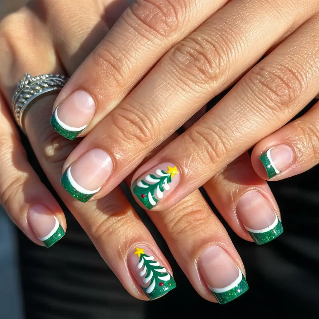 Trendy French Nail Ideas Christmas 2025 Evergreen Christmas Tree Tips