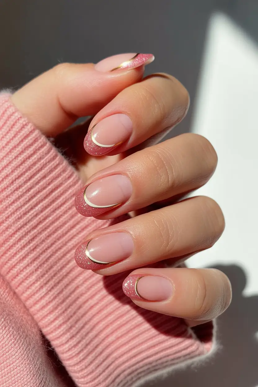 Trendy French Nails Ideas Winter 2025–2026 Rose Gold French Elegance