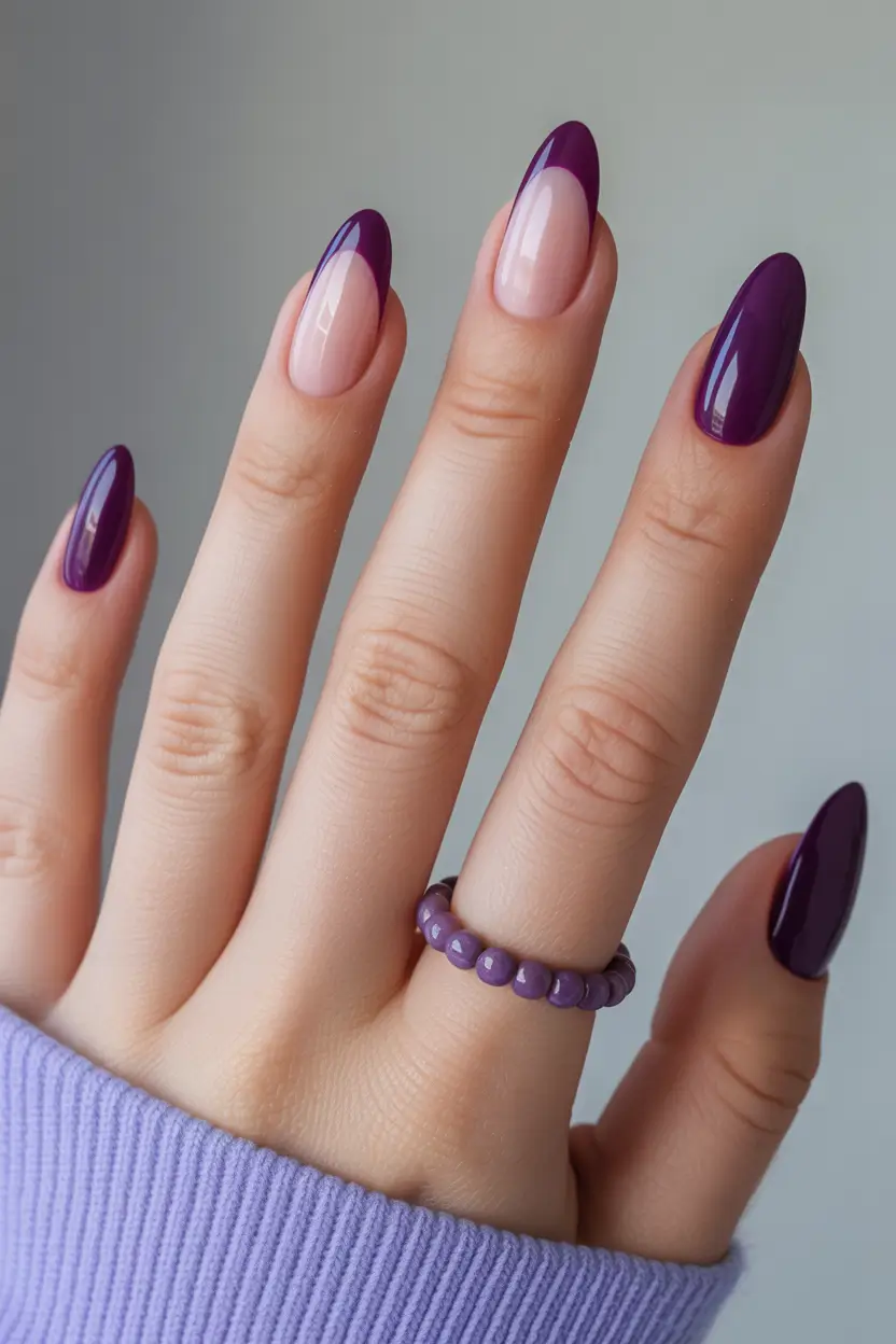 Trendy French Nails Ideas Winter 2025–2026 Amethyst Dreams