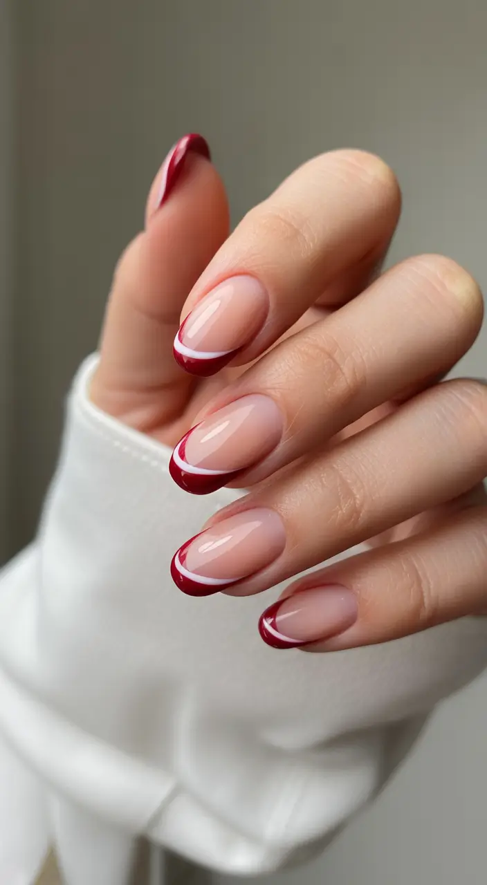 Trendy French Nails Ideas Winter 2025–2026 Crimson Edge French