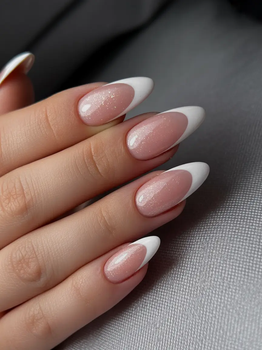 Trendy French Nails Ideas Winter 2025–2026 Frosted White Tips
