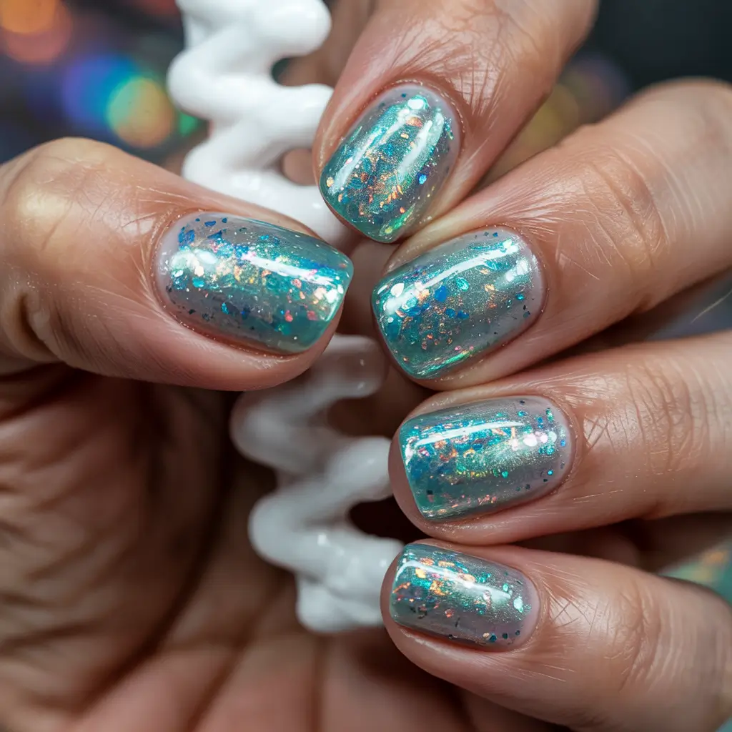 Trendy Manicure Colors Winter 2025–2026 Frozen Lagoon Sparkle