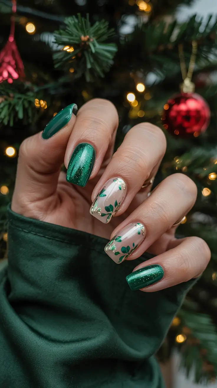 Trendy Manicure Colors Winter 2025–2026 Emerald Leaf Luxe