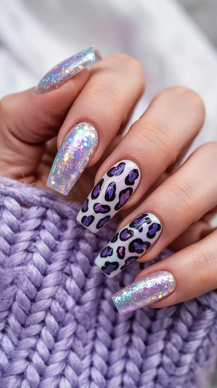 Trendy Manicure Colors Winter 2025–2026 Lavender Chrome Leopard