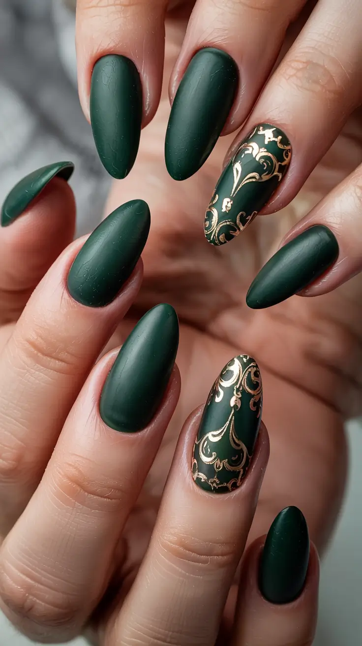 Trendy Manicure Colors Winter 2025–2026 Matte Emerald Glam