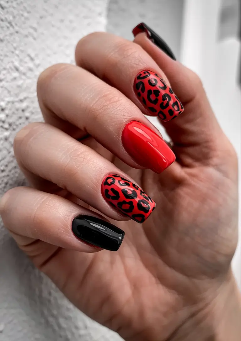 Trendy Manicure Colors Winter 2025–2026 Crimson Leopard