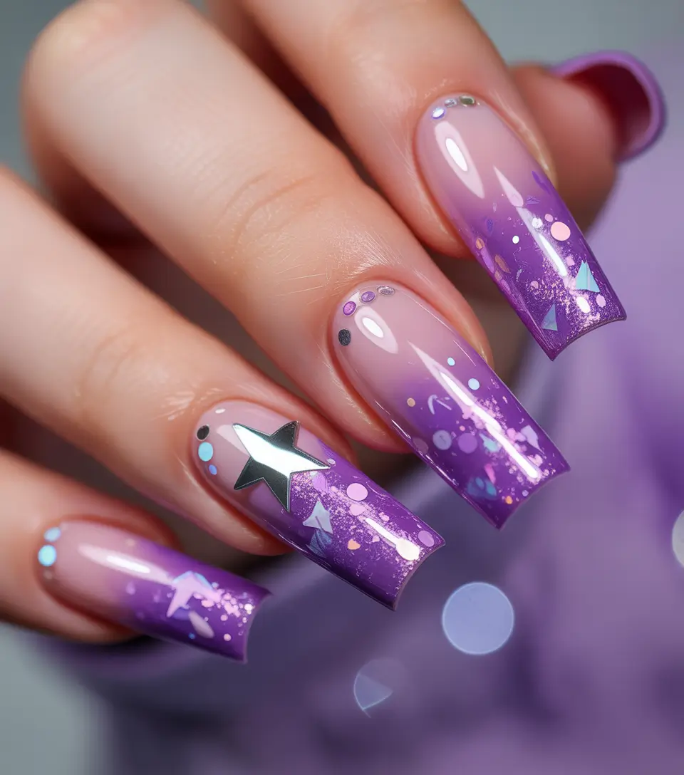 Trendy Manicure Ideas Winter 2025–2026 Cosmic Lilac Fantasy