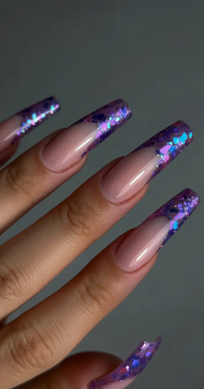 Trendy Manicure Ideas Winter 2025–2026 Violet Glass Tips