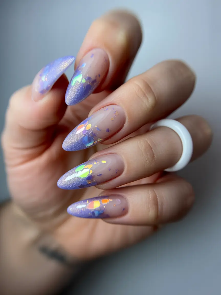 Trendy Manicure Ideas Winter 2025–2026 Frozen Lavender Spark