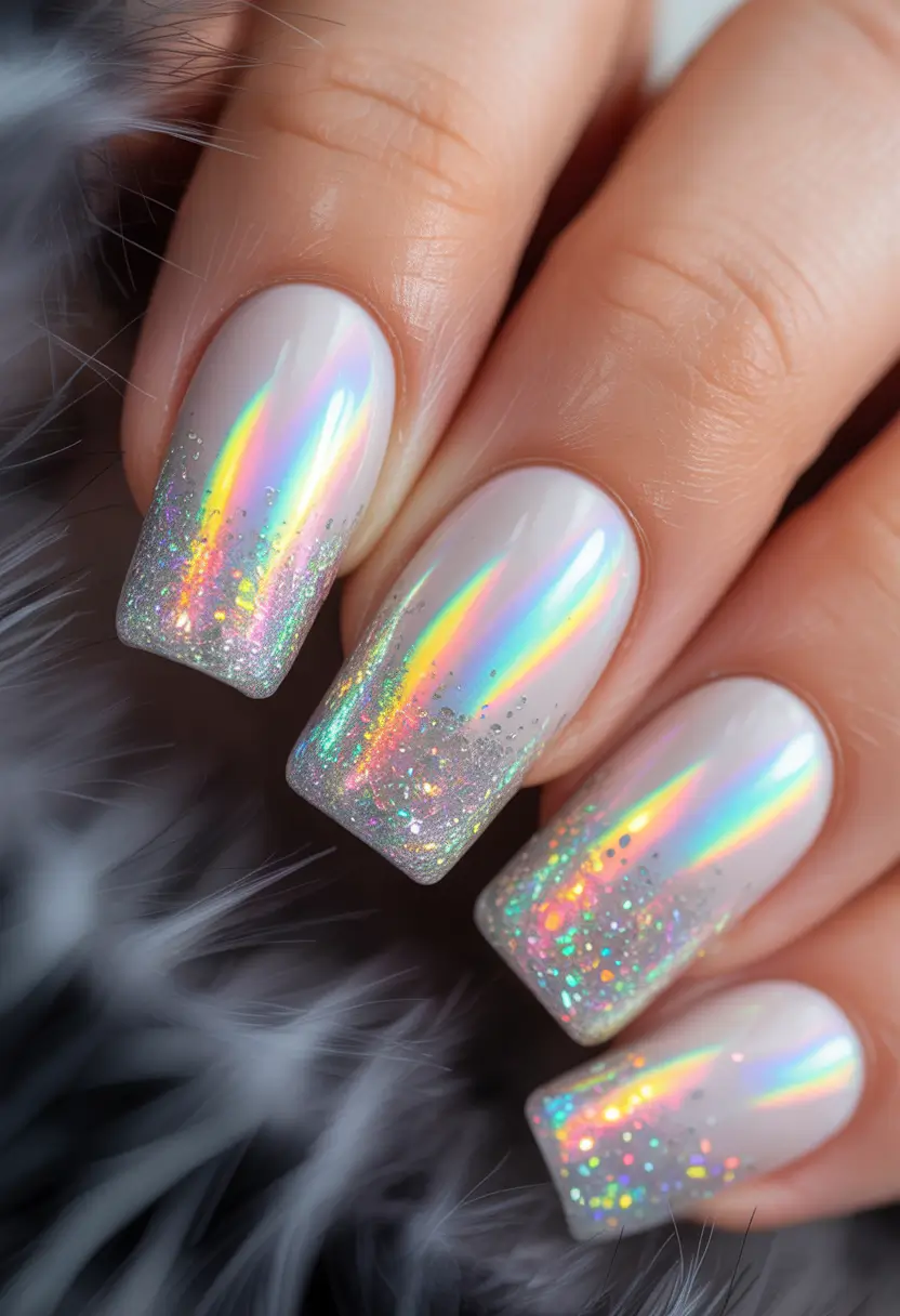 Trendy Manicure Ideas Winter 2025–2026 Iridescent Ice Queen