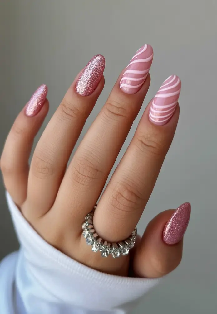 Trendy Pink Winter Nails 2025–2026 Pink Sugar Swirl