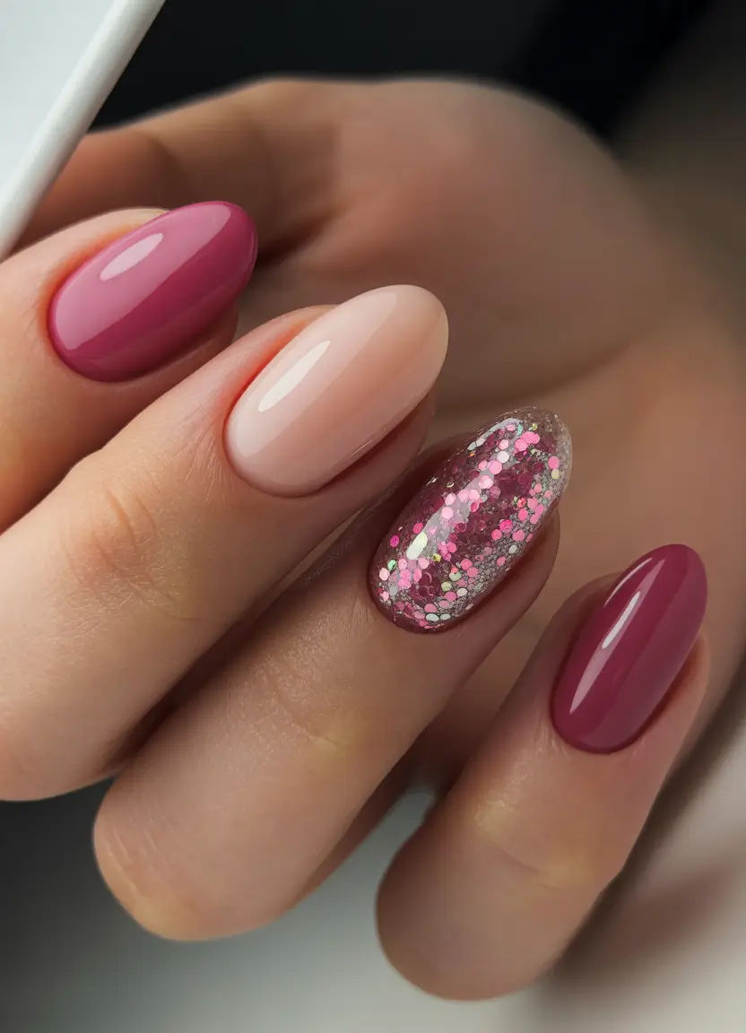 Trendy Pink Winter Nails 2025–2026 Rosy Glitter Fade