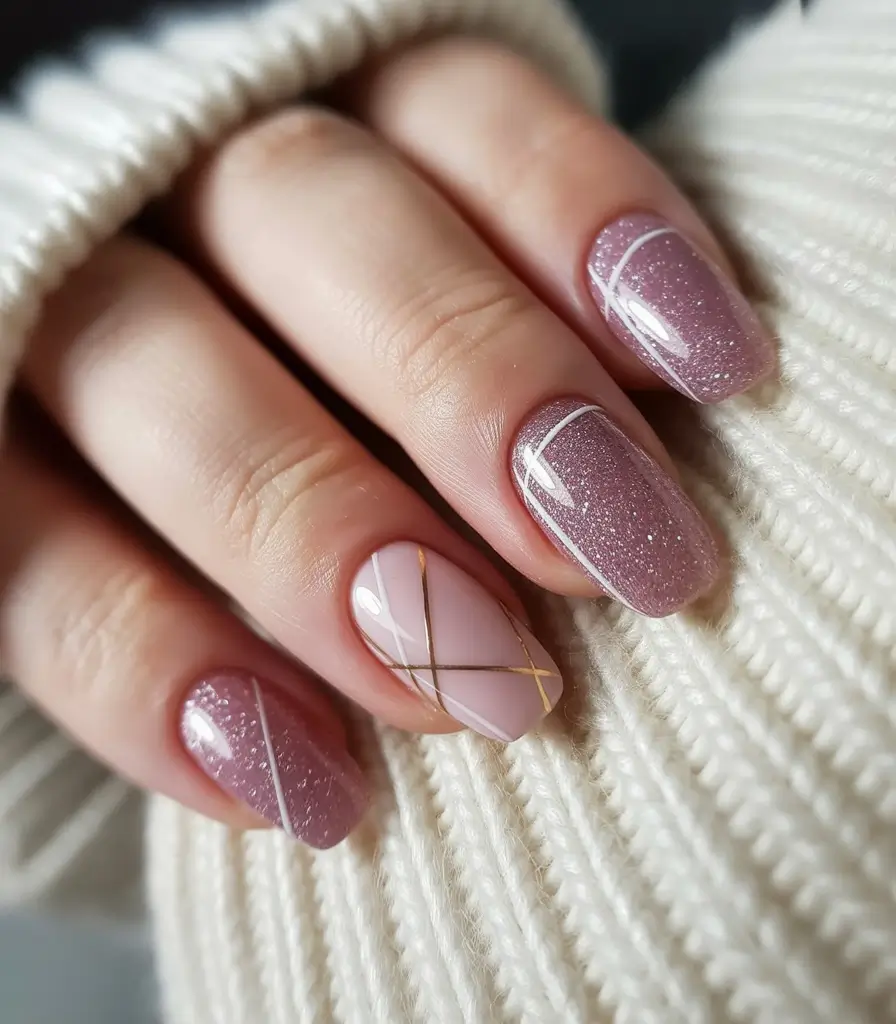 Trendy Pink Winter Nails 2025–2026 Mulberry Knit Elegance