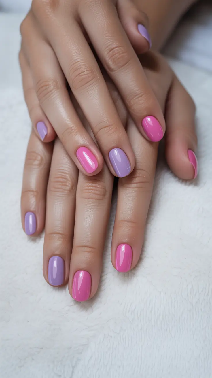 Trendy Pink Winter Nails 2025–2026 Pink Meets Periwinkle Bliss