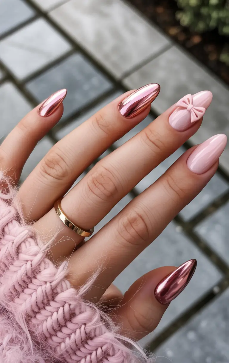 Trendy Pink Winter Nails 2025–2026 Chrome Blush Elegance