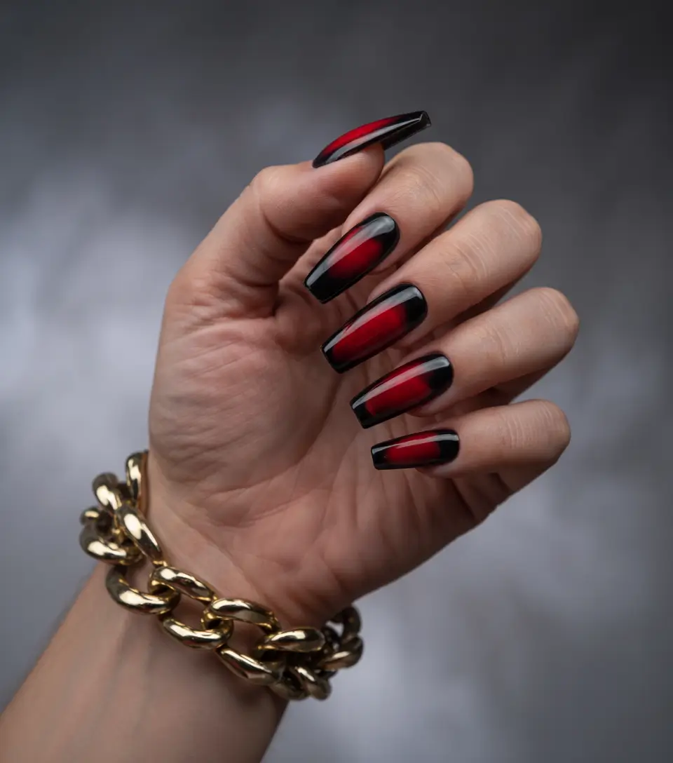 Winter 2025–2026 Dark Nail Colors Ideas Crimson Eclipse