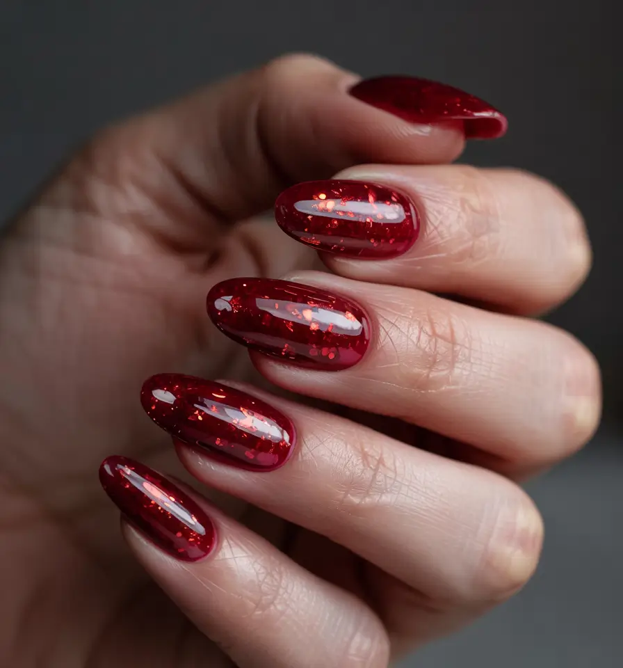 Winter 2025–2026 Dark Nail Colors Ideas Ruby Radiance