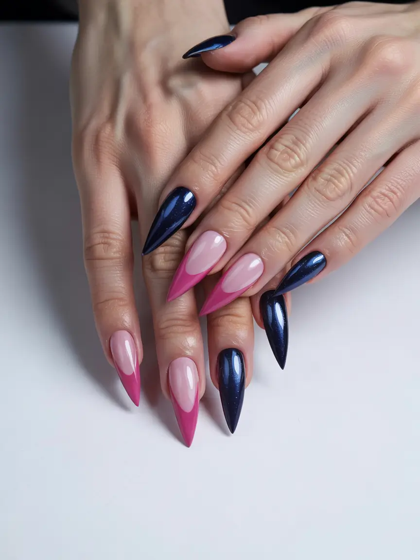 Winter 2025–2026 Dark Nail Colors Ideas Nightfall Dual Tone