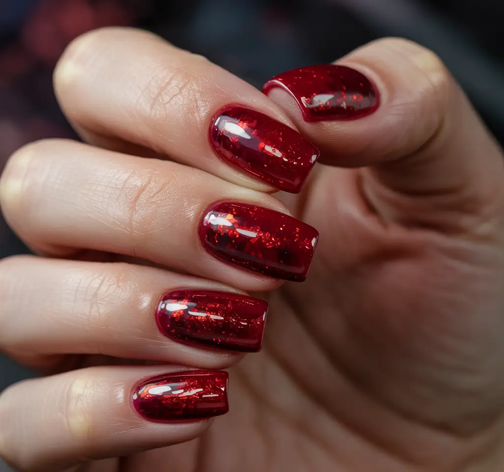 Winter 2025–2026 Dark Nail Colors Ideas Cranberry Chrome