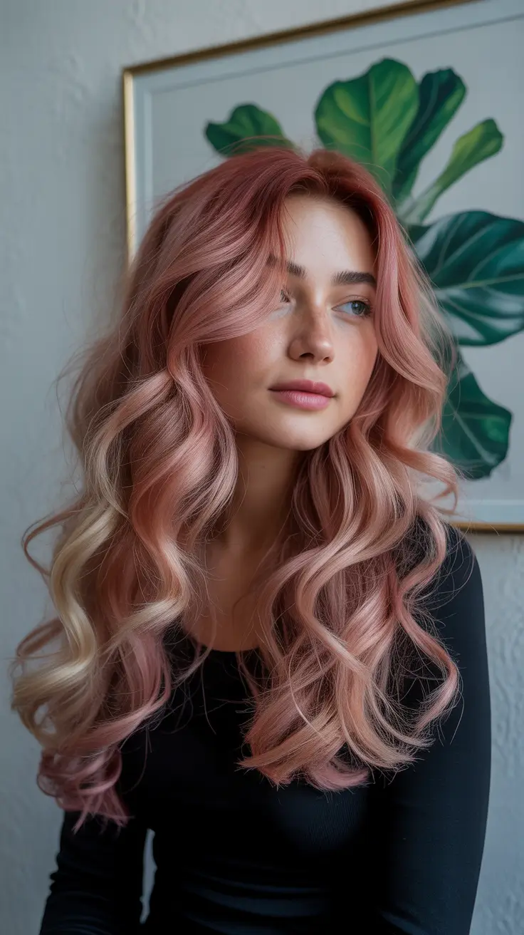 Winter 2025–2026 Hair Colors Highlights Rose Quartz Waves