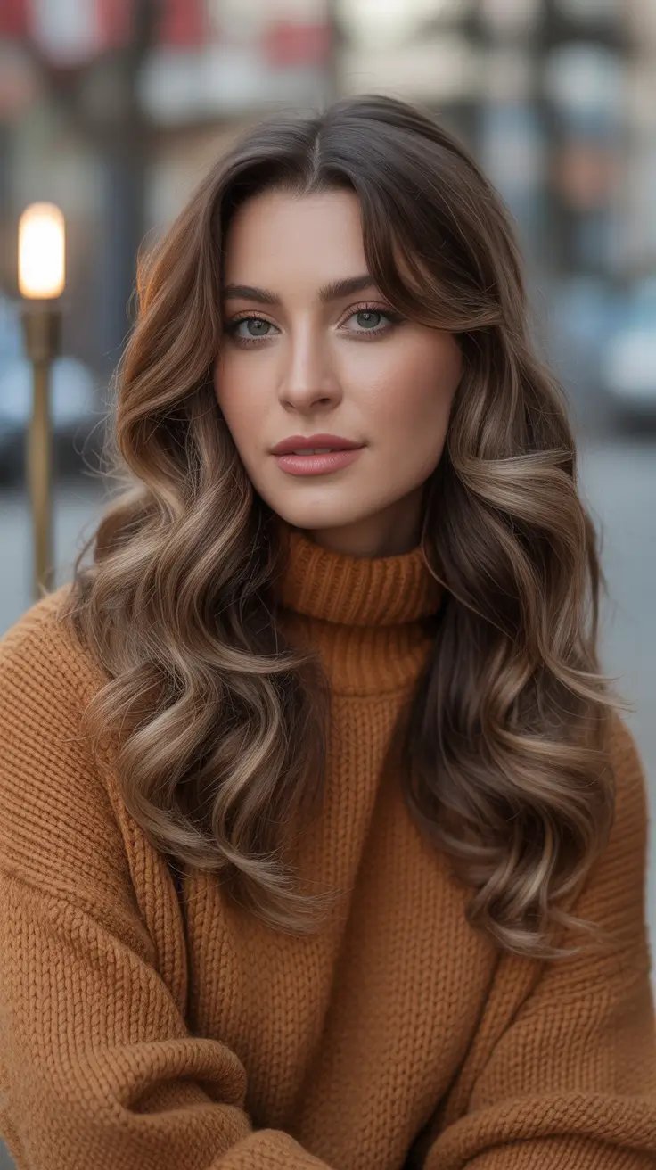 Winter 2025–2026 Hair Colors Highlights Chestnut Glow Waves