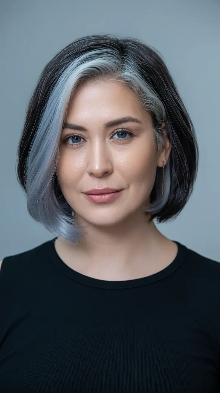 Winter 2025–2026 Hair Colors Highlights Silver Frost Bob