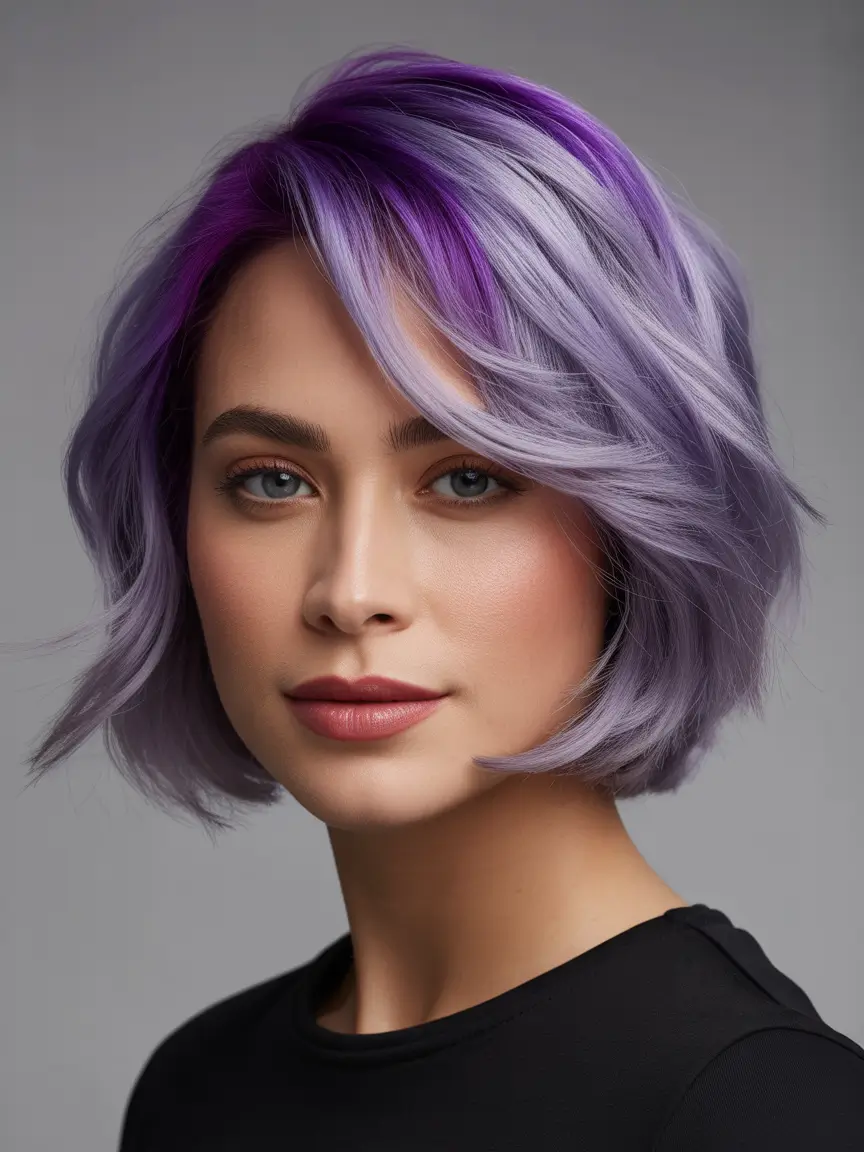 Winter 2025–2026 Hair Colors Highlights Lavender Ice Bob