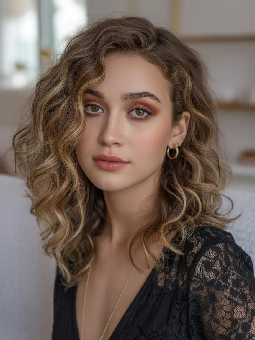 Winter 2025–2026 Hair Colors Highlights Warm Toffee Curls